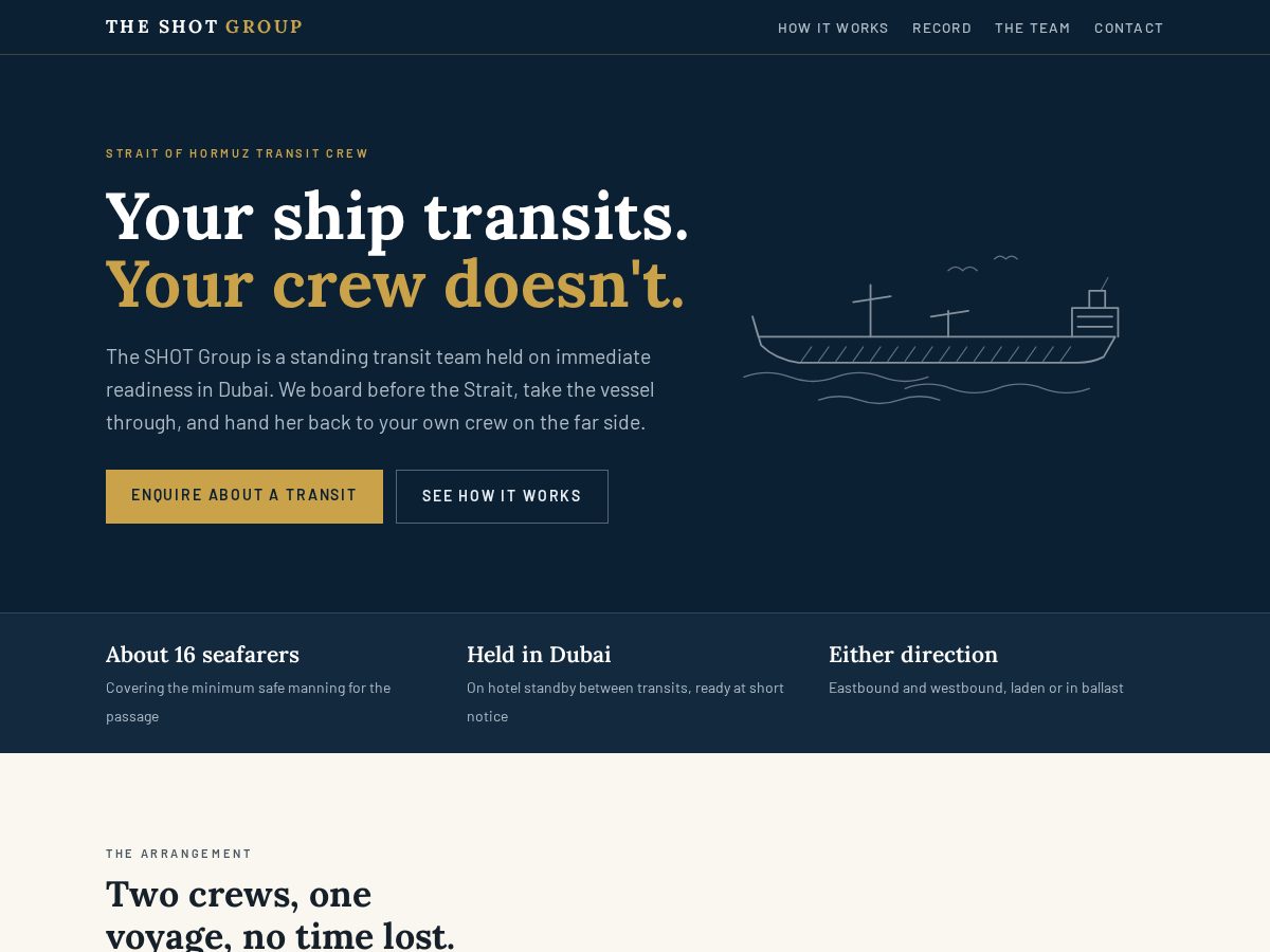 Landing-page snapshot of shot-group.net