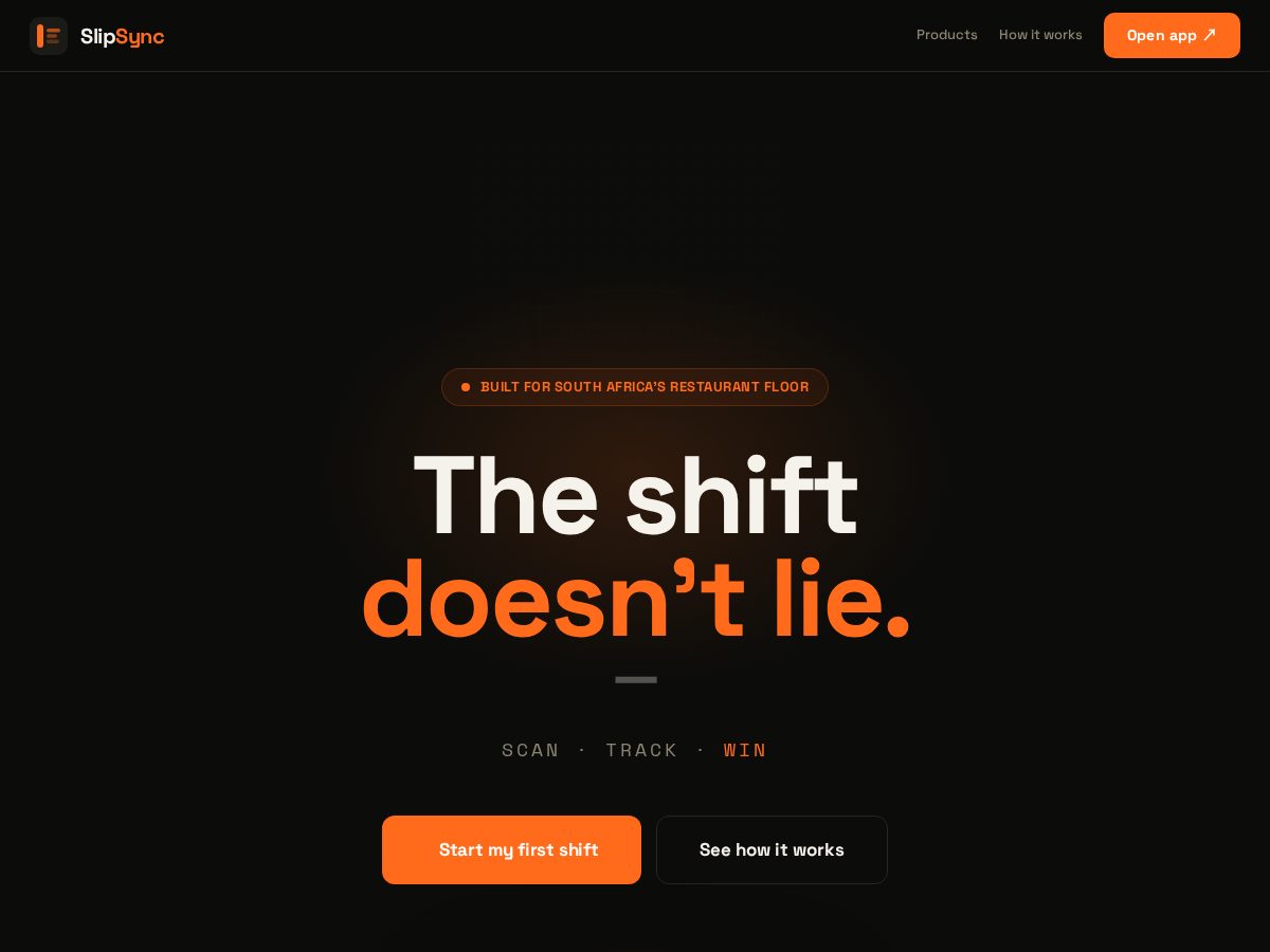 Landing-page snapshot of slipsync.africa