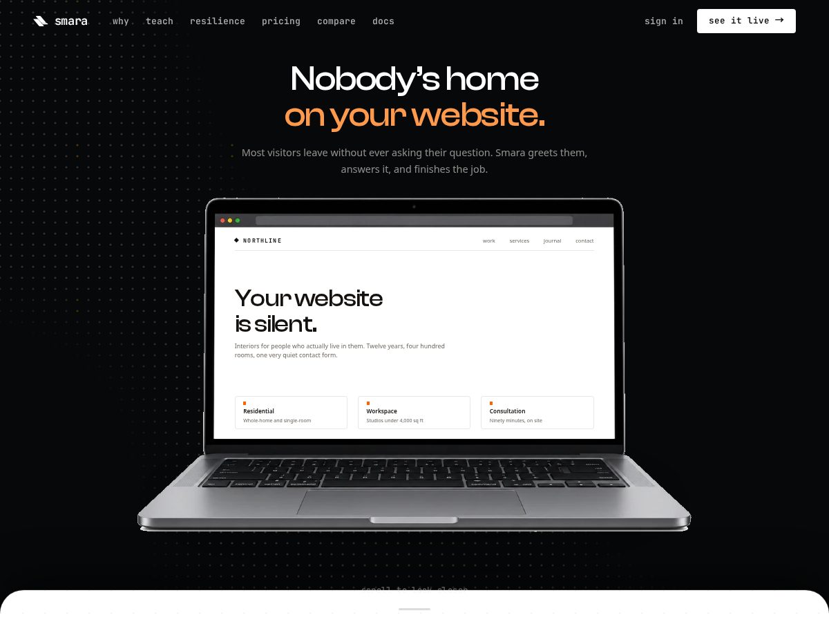Landing-page snapshot of smaralive.com
