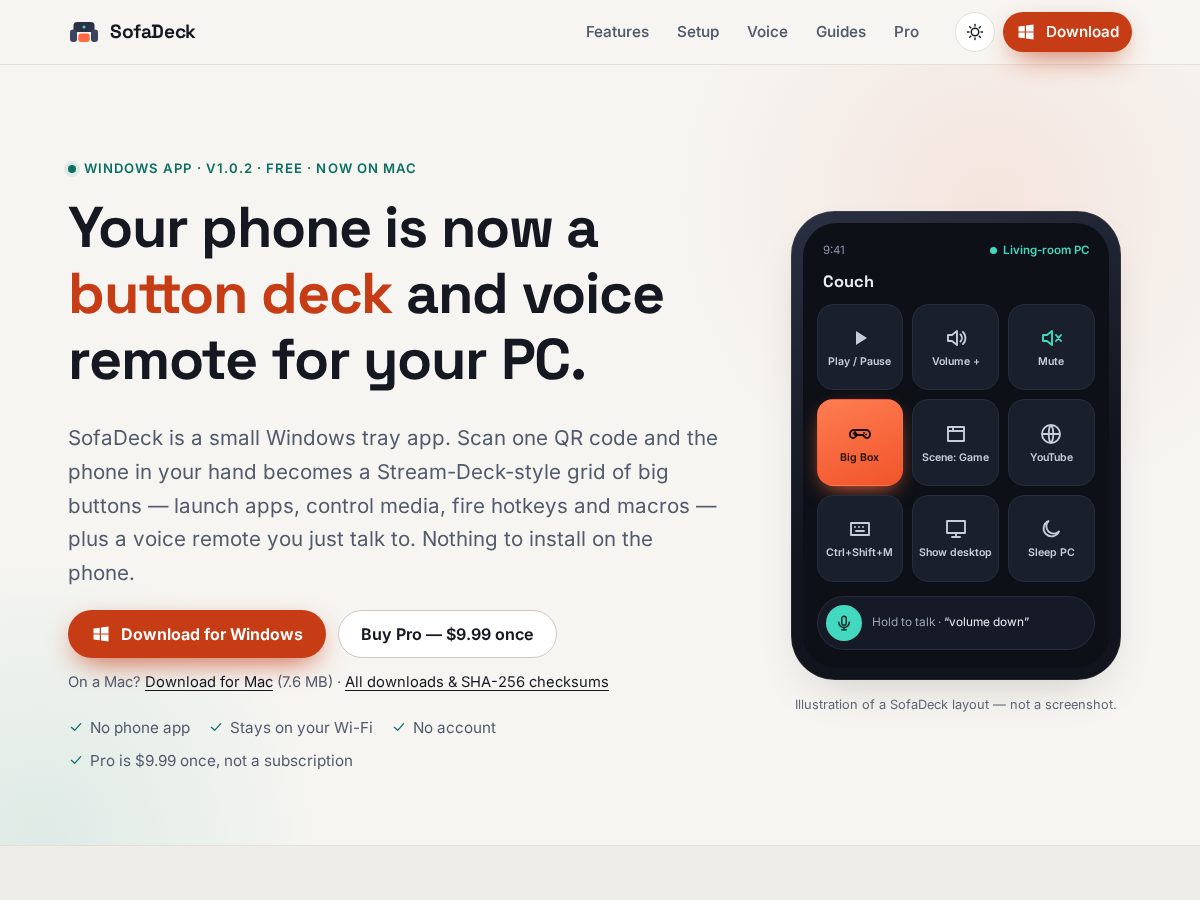 Landing-page snapshot of sofadeck.com