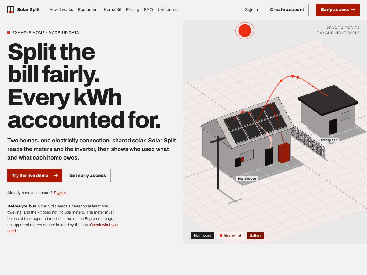 Landing-page snapshot of solar-split.com