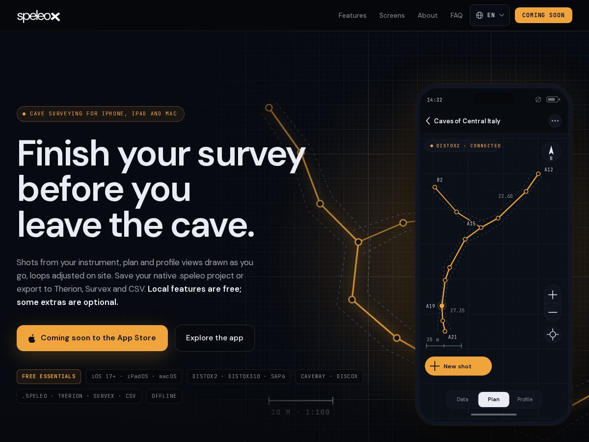 Landing-page snapshot of speleox.app