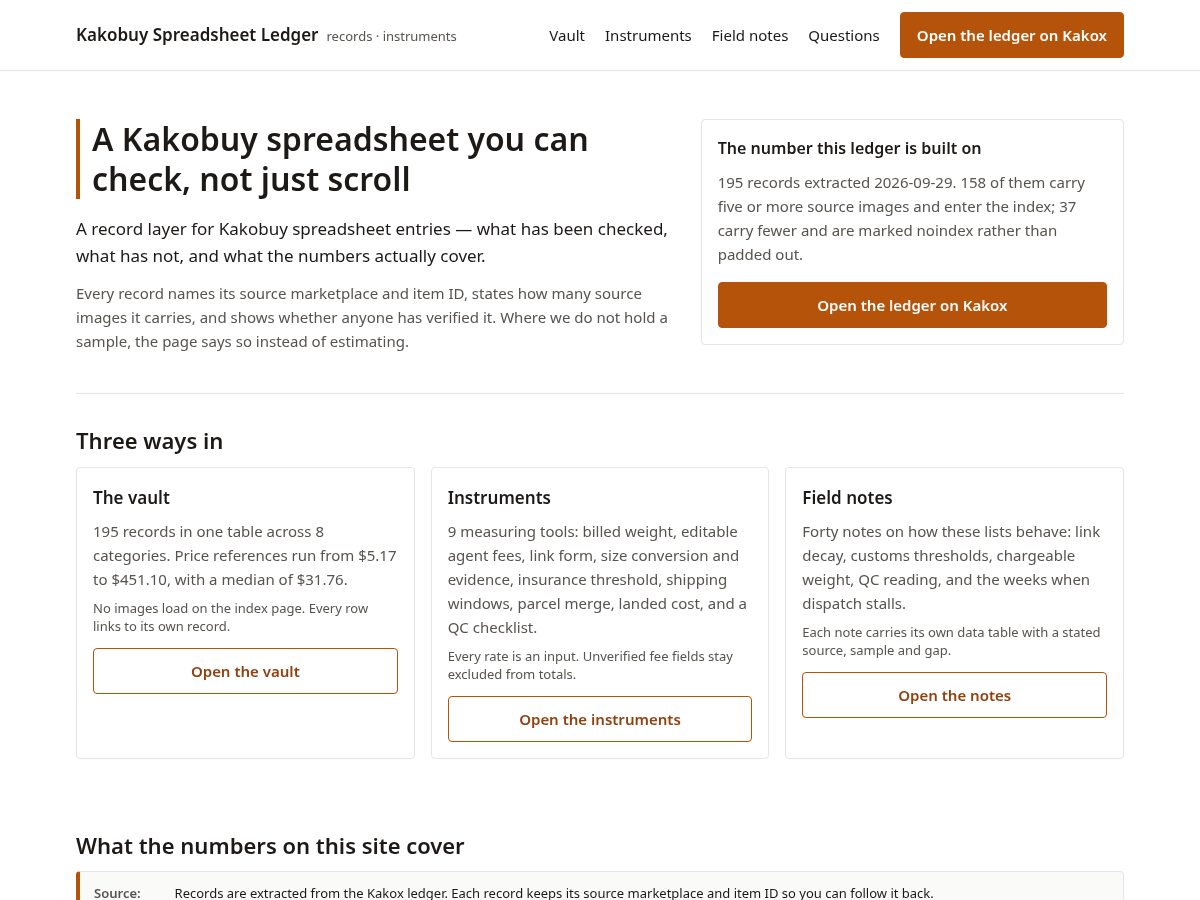 Landing-page snapshot of spreadsheetkakobuy.click