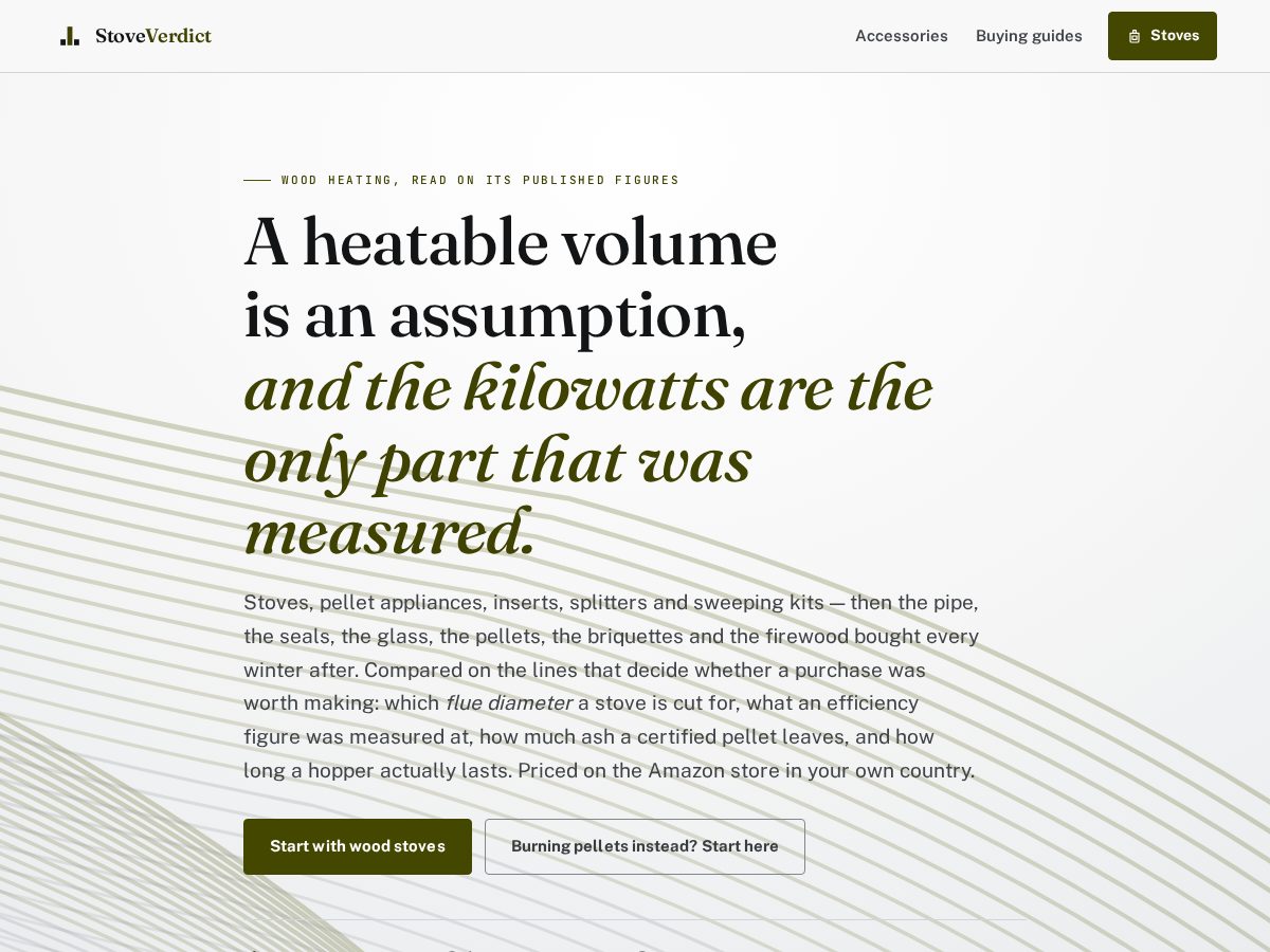 Landing-page snapshot of stoveverdict.com