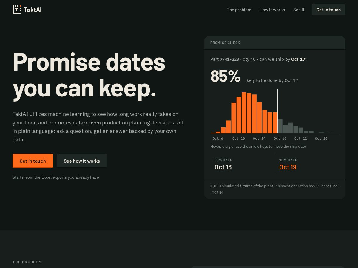 Landing-page snapshot of takt-ai.com