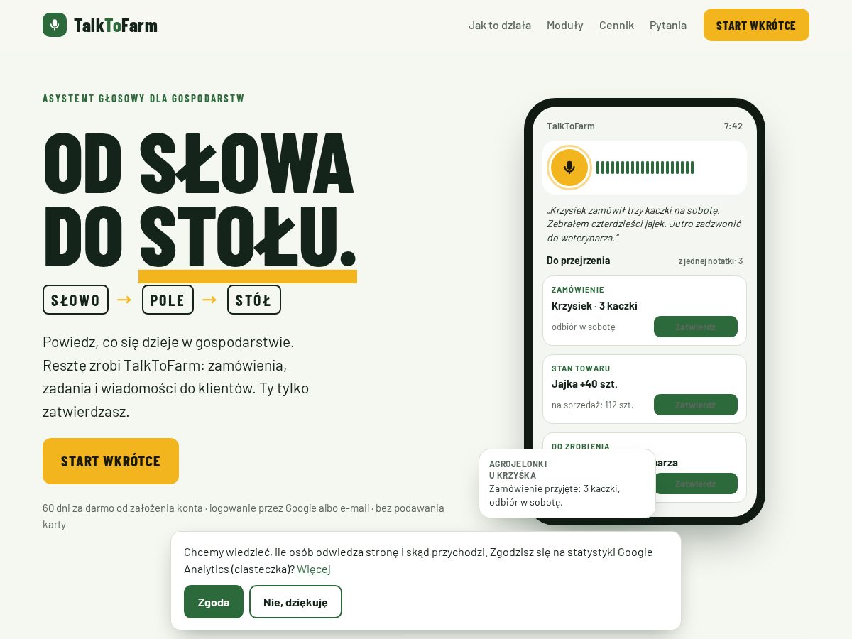 Landing-page snapshot of talktofarm.com