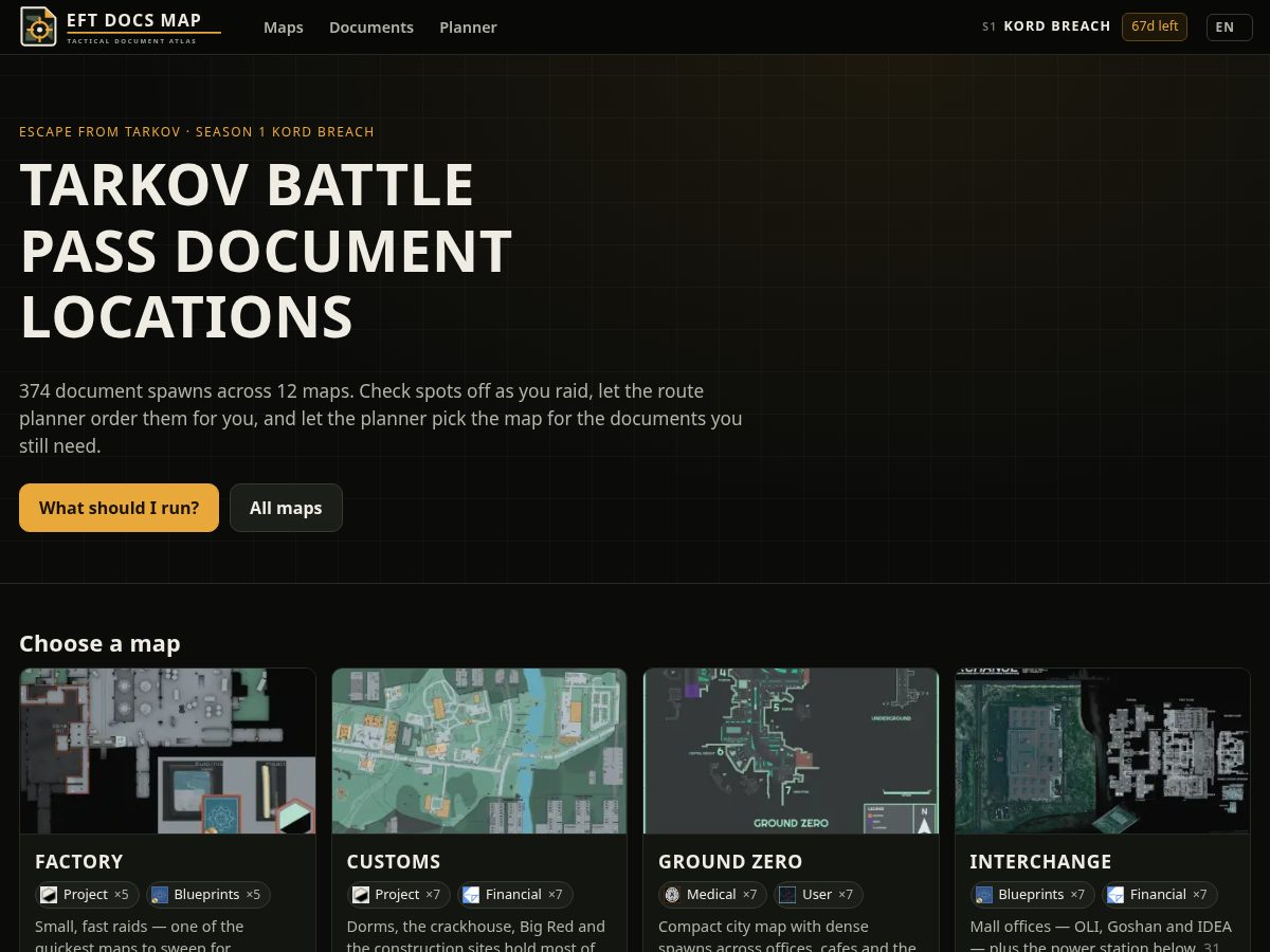 Landing-page snapshot of tarkovdoc.com