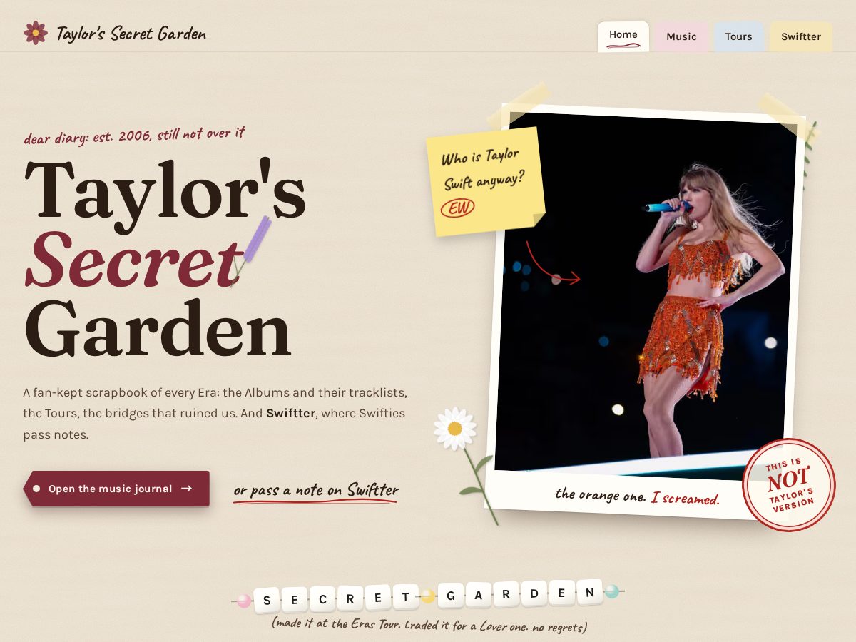 Landing-page snapshot of taylorssecretgarden.com