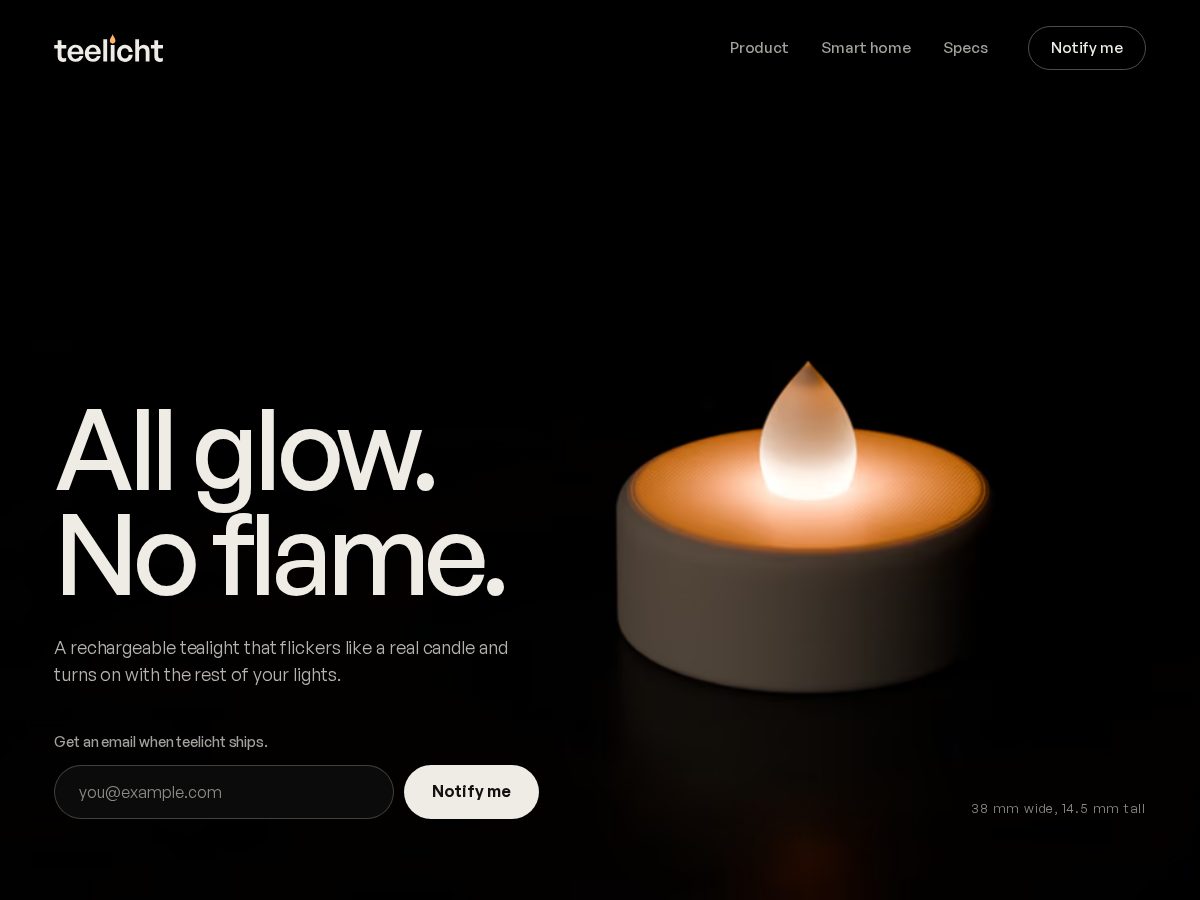 Landing-page snapshot of teelicht.org