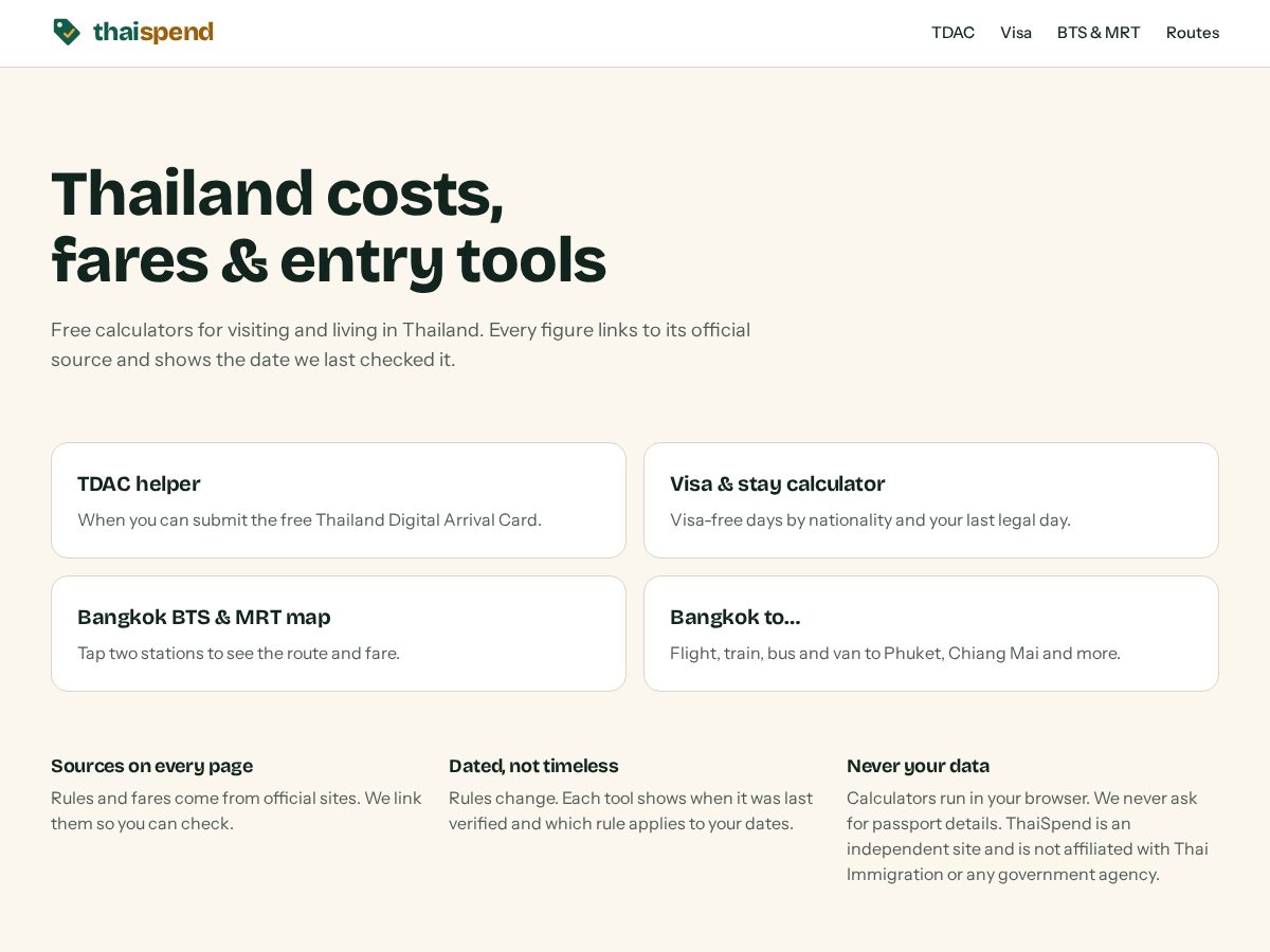 Landing-page snapshot of thaispend.com
