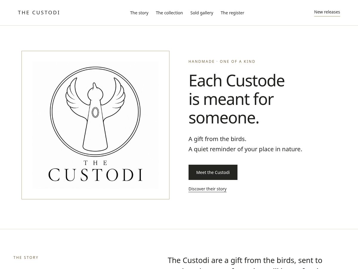 Landing-page snapshot of thecustodi.com