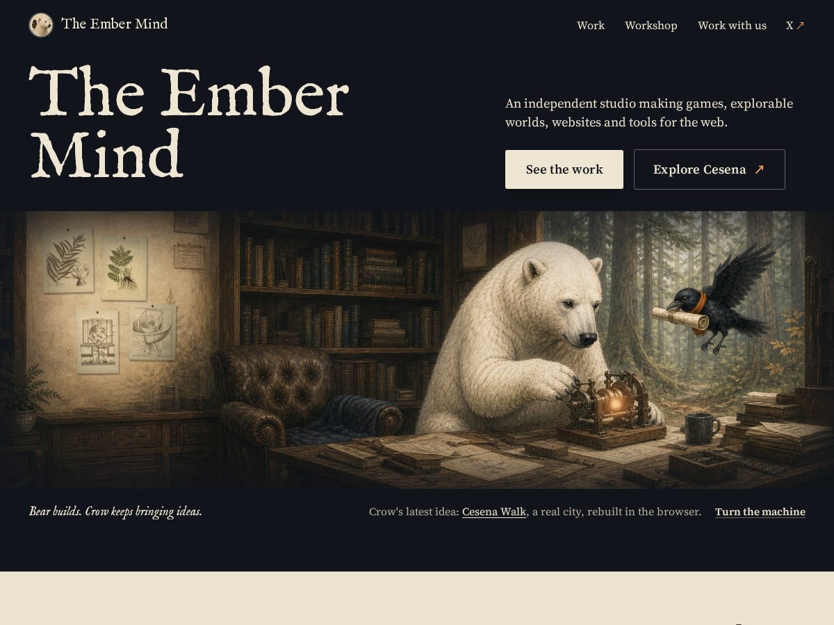 Landing-page snapshot of theembermind.com