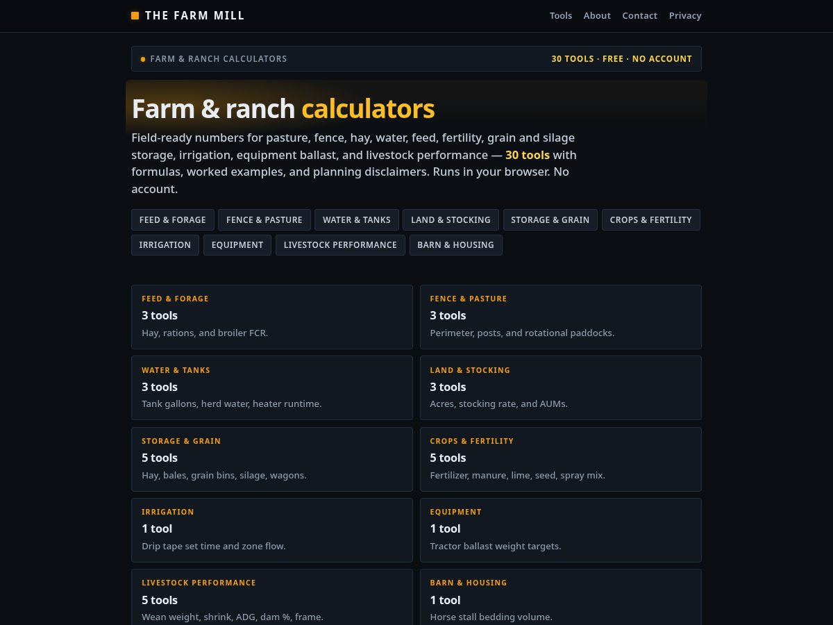 Landing-page snapshot of thefarmmill.com