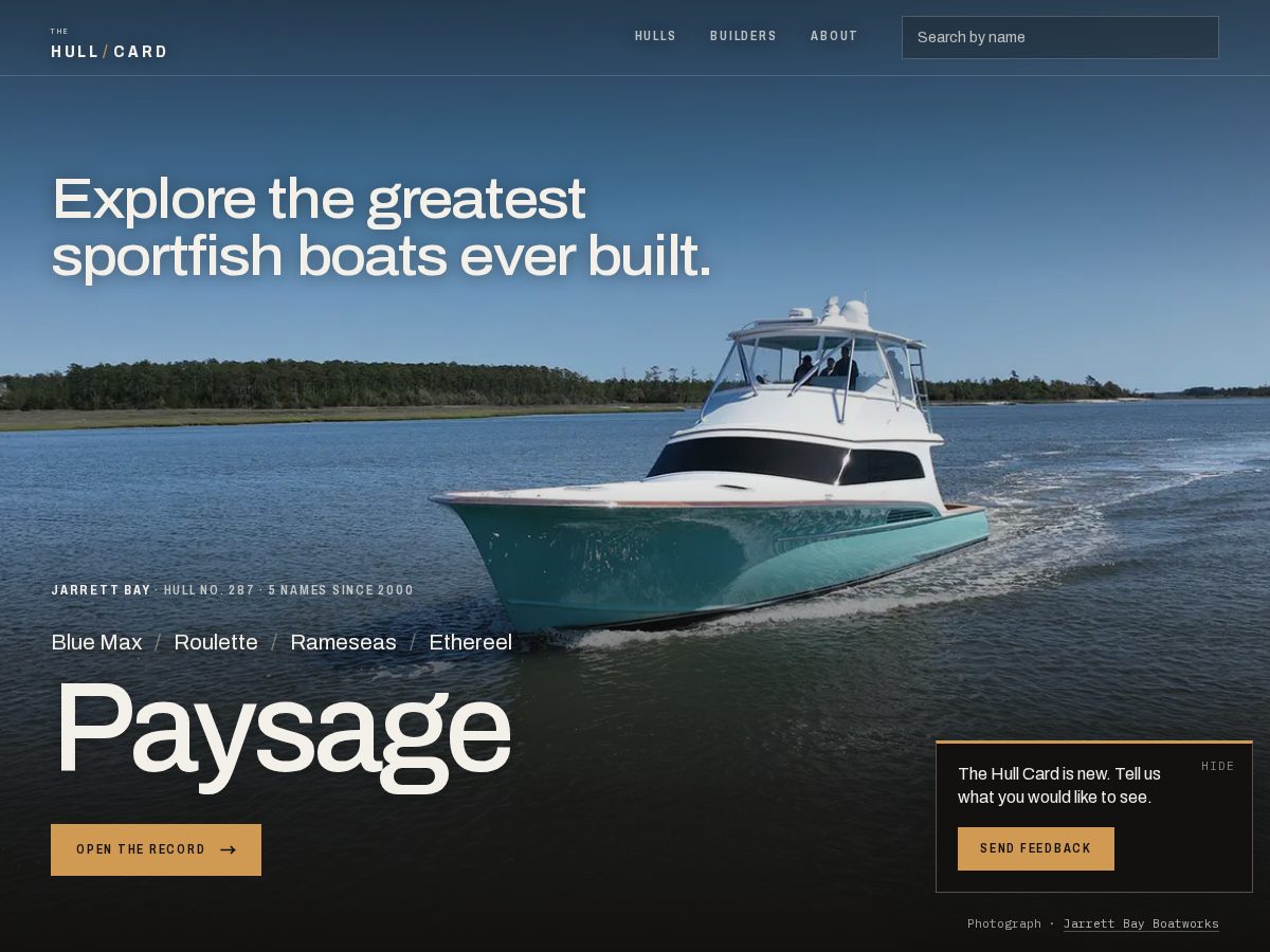 Landing-page snapshot of thehullcard.com