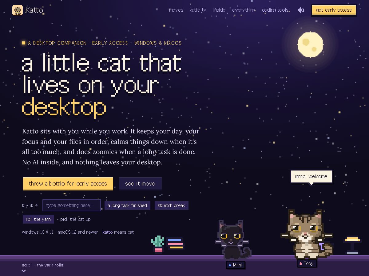 Landing-page snapshot of thekatto.app