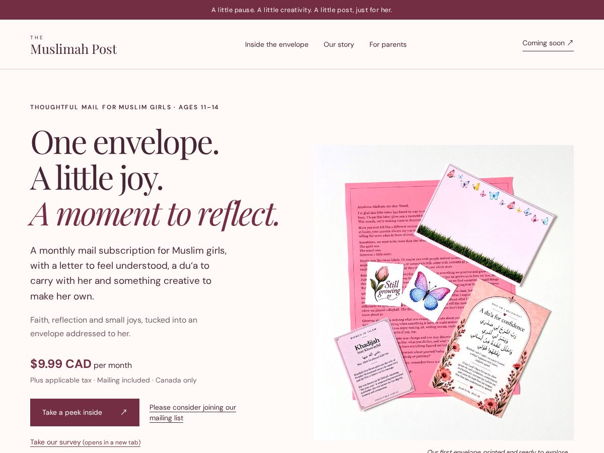 Landing-page snapshot of themuslimahpost.com