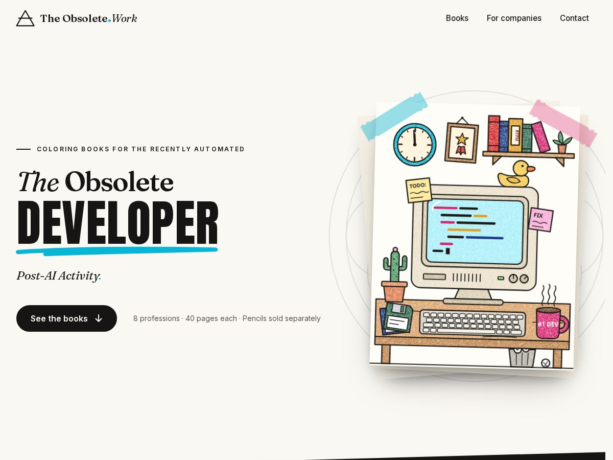 Landing-page snapshot of theobsolete.work