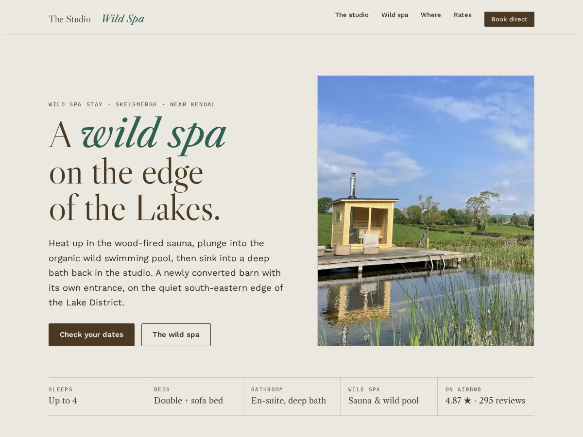 Landing-page snapshot of thestudiowildspa.com