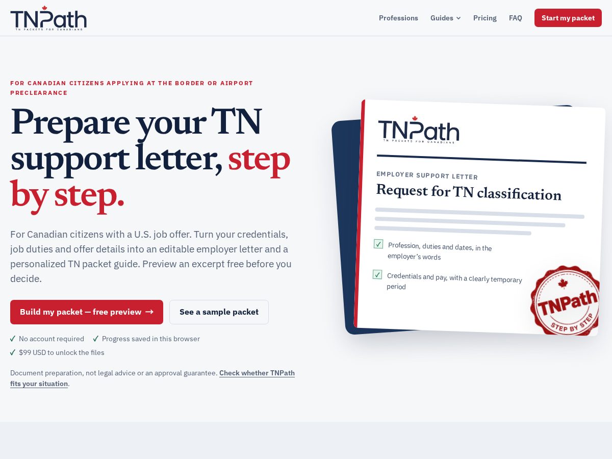 Landing-page snapshot of tnpath.com