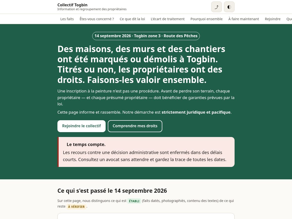 Landing-page snapshot of togbin.app