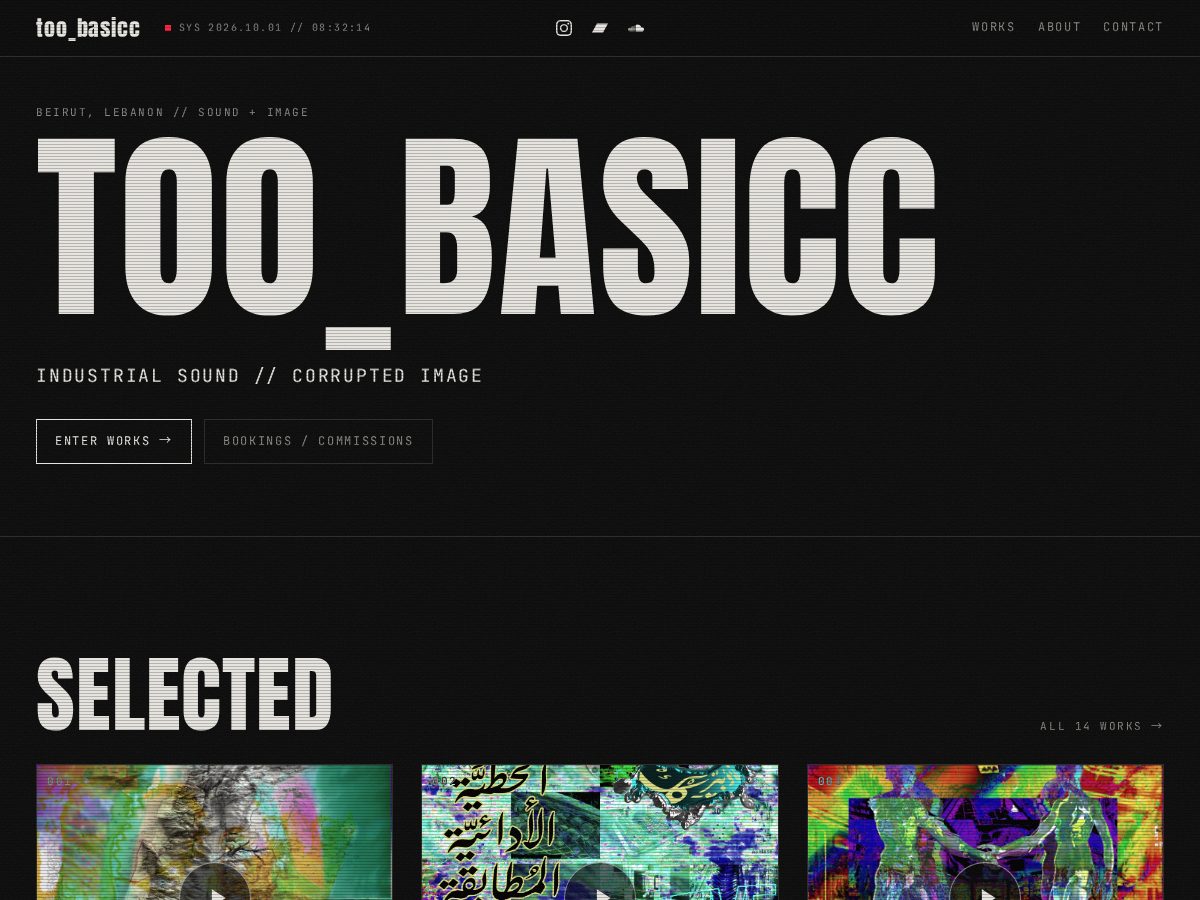 Landing-page snapshot of toobasicc.com