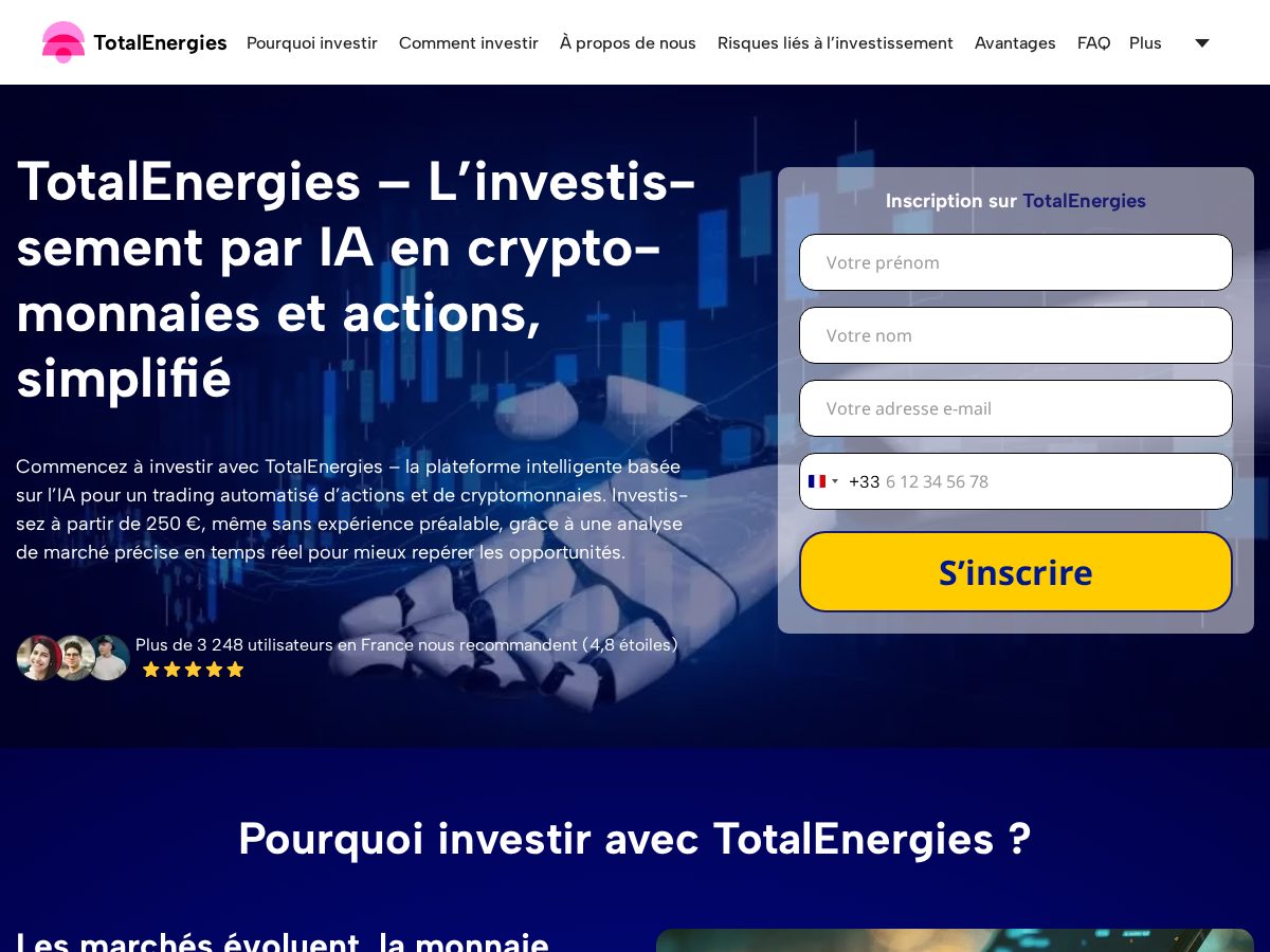 Landing-page snapshot of totalenergies-ia.com