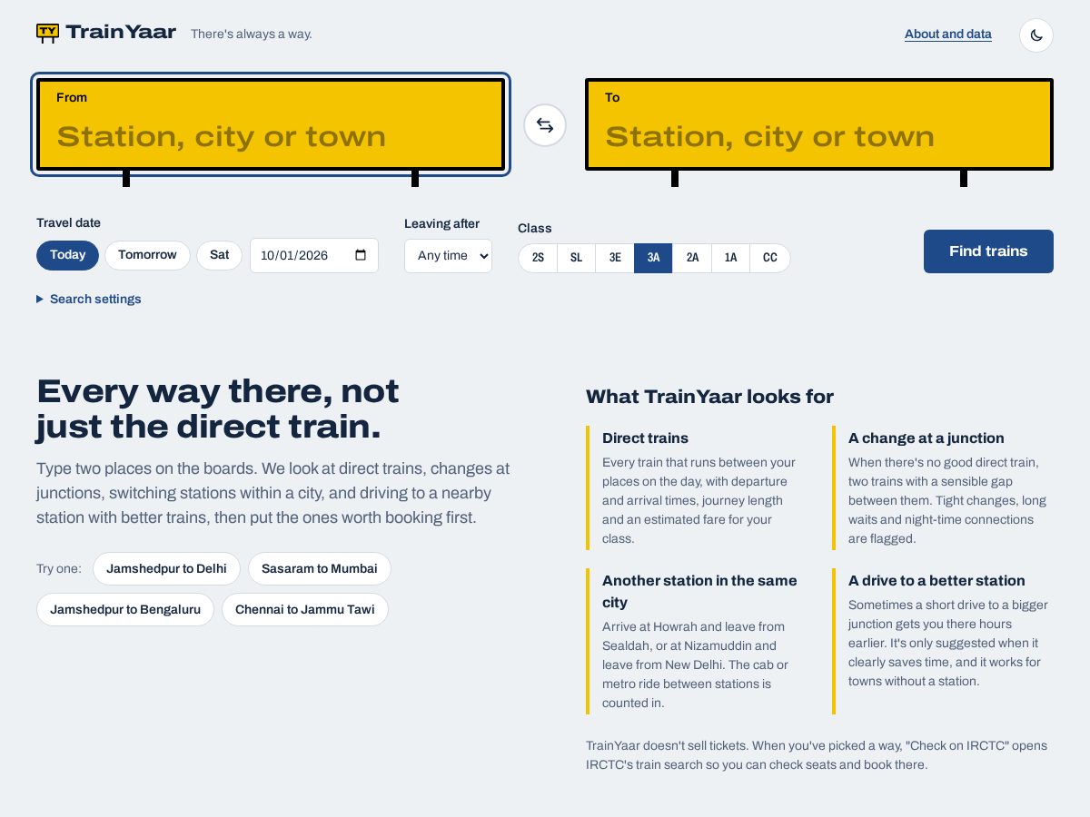 Landing-page snapshot of trainyaar.com