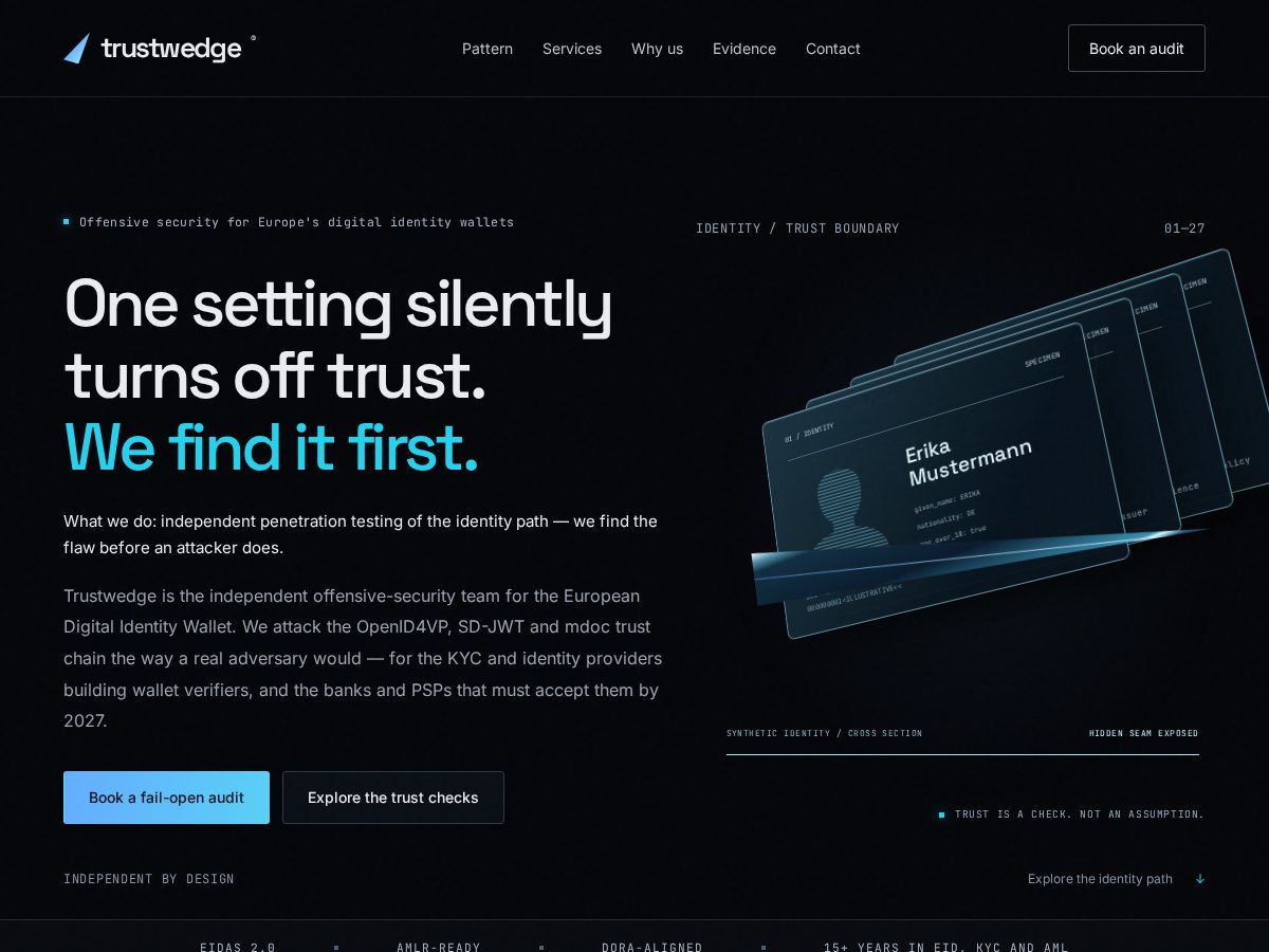Landing-page snapshot of trustwedge.com