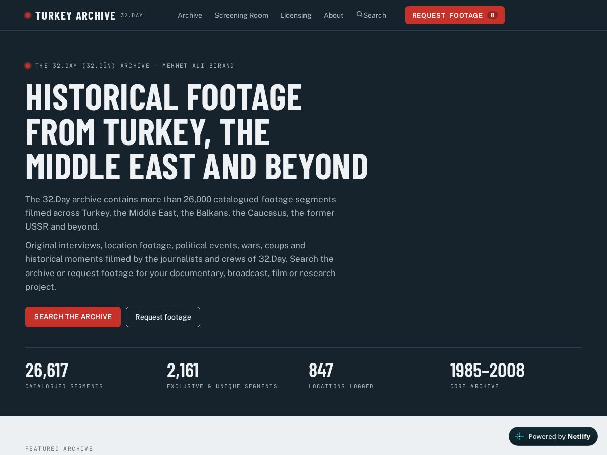 Landing-page snapshot of turkeyarchive.com