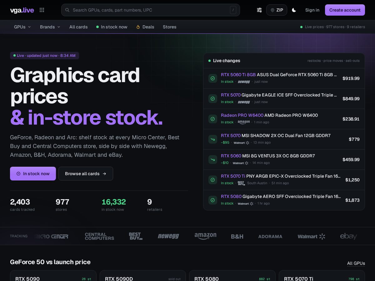 Landing-page snapshot of vga.live