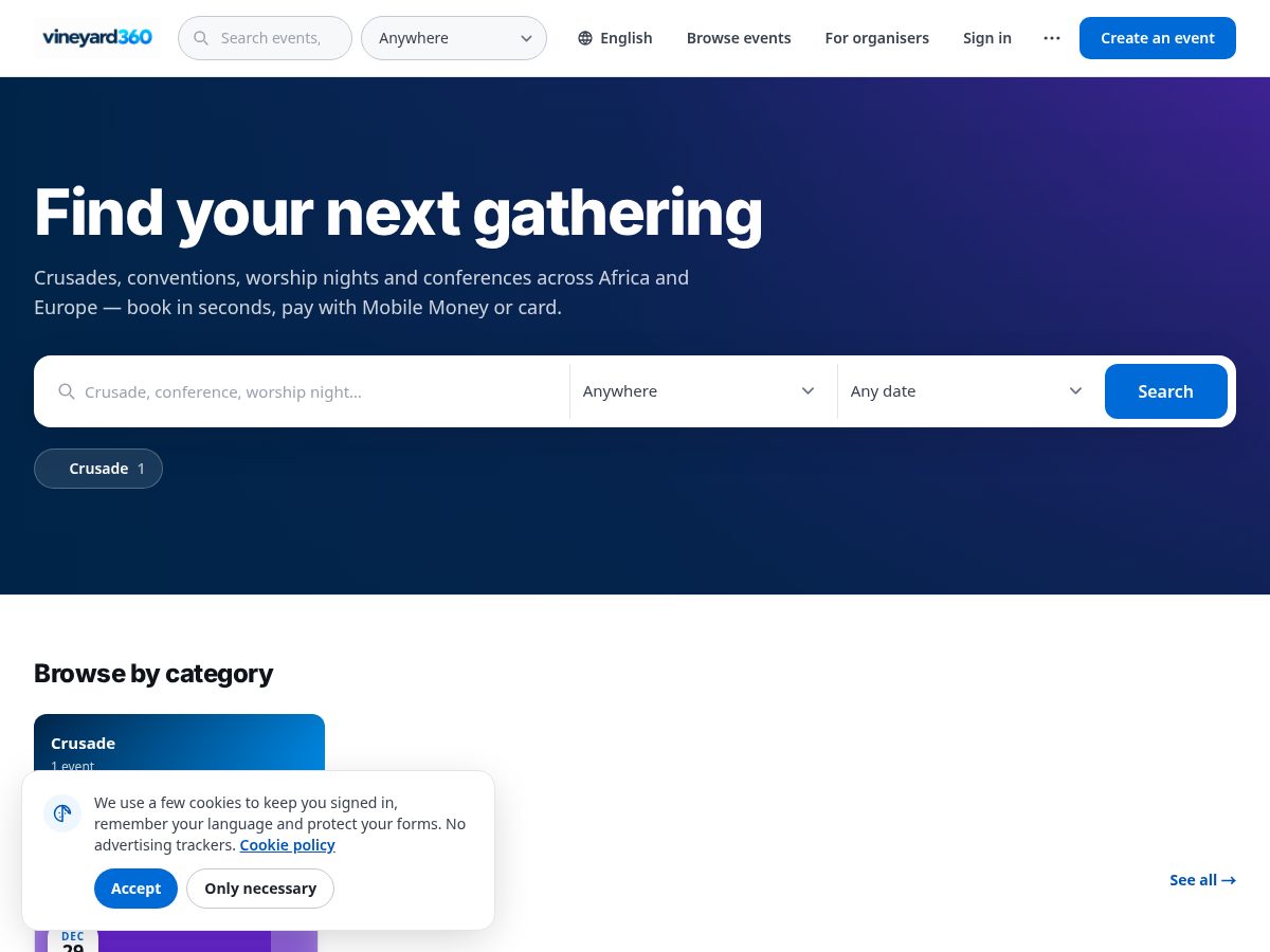 Landing-page snapshot of vineyard360.org