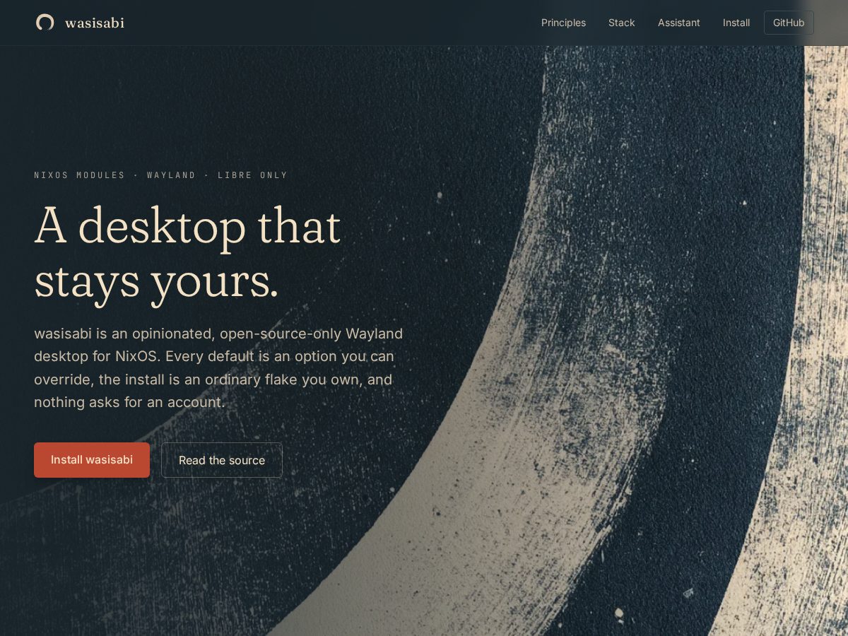 Landing-page snapshot of wasisabi.org