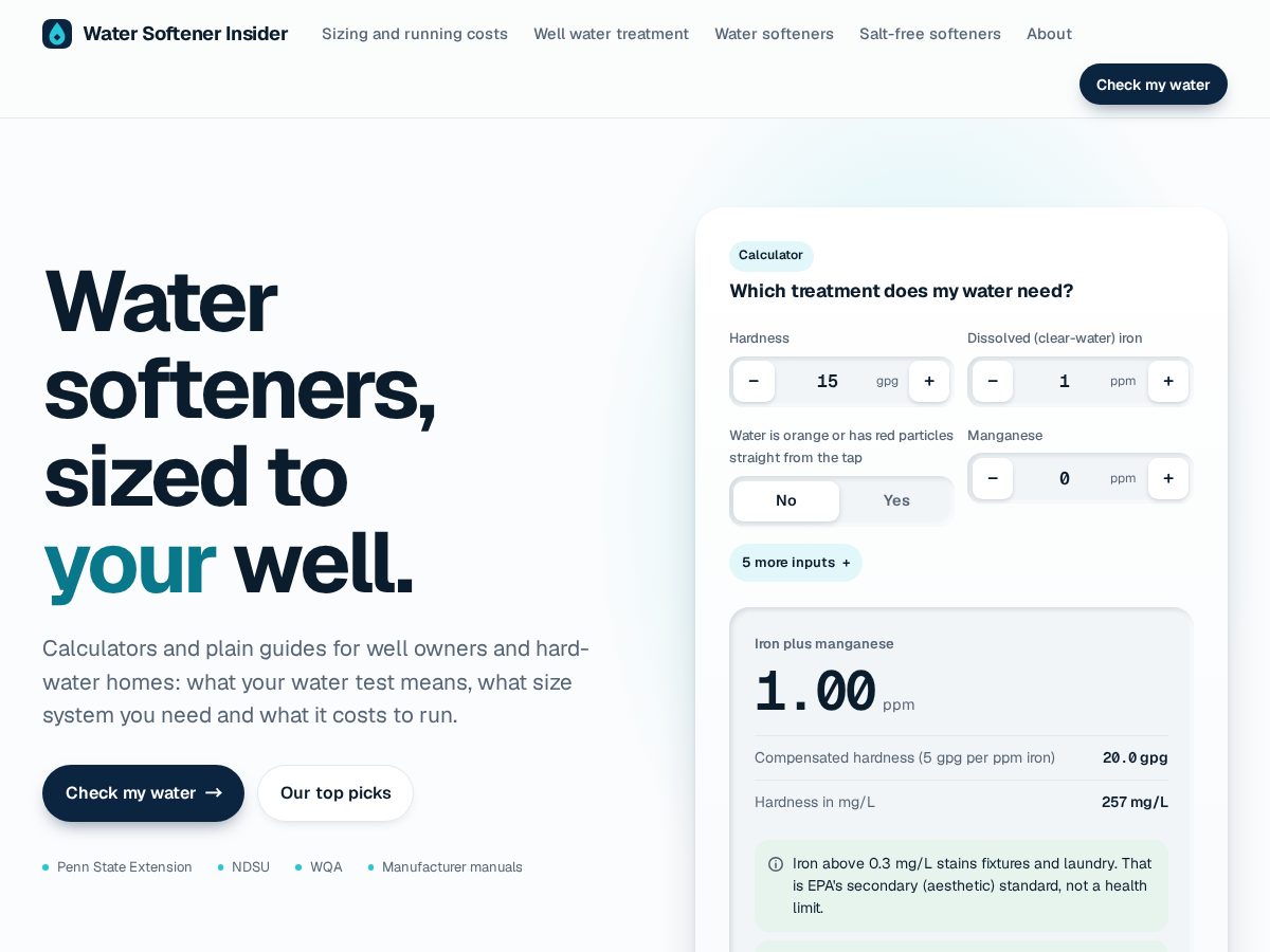 Landing-page snapshot of watersoftenerinsider.com