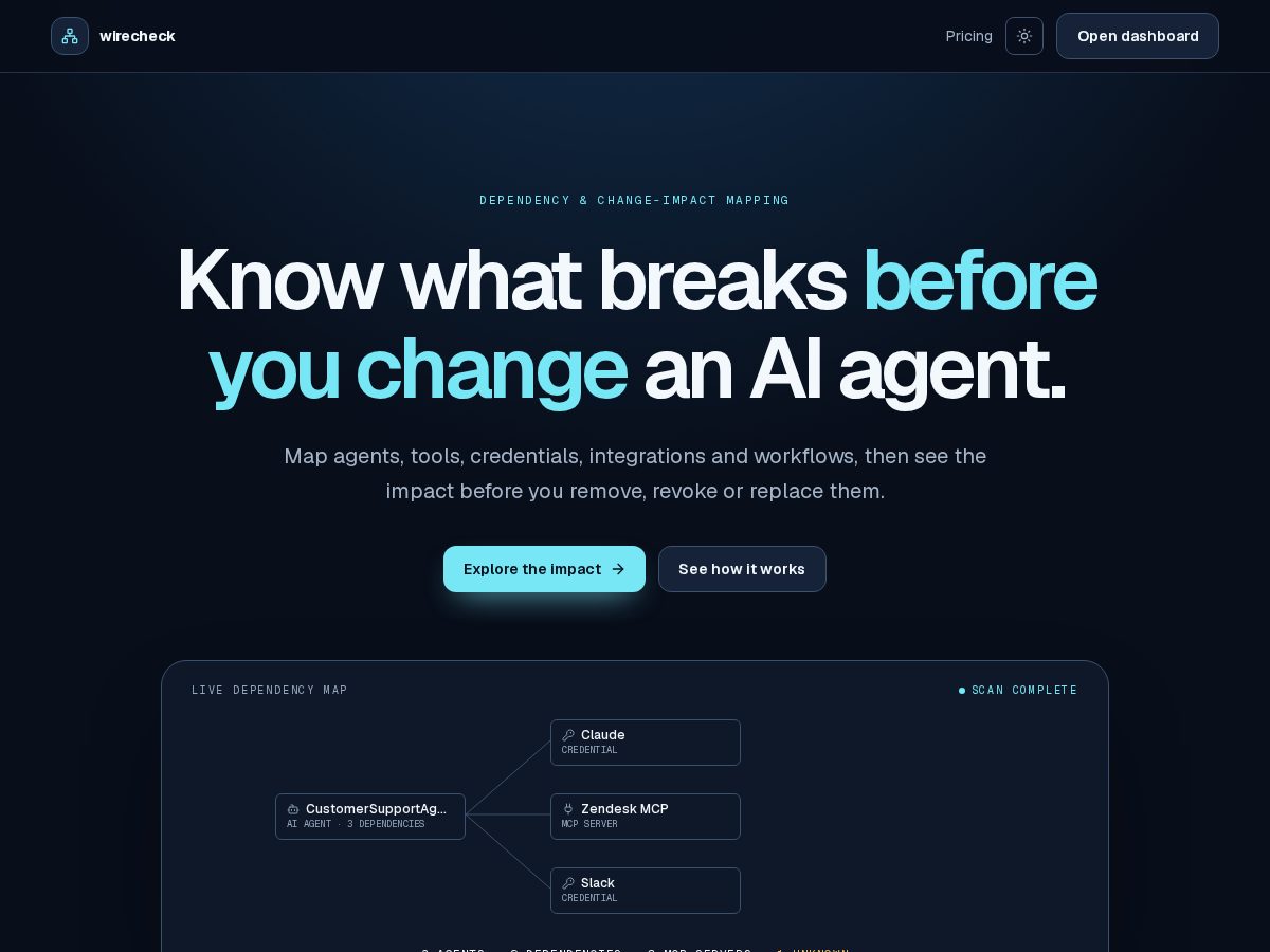 Landing-page snapshot of wirecheck.dev