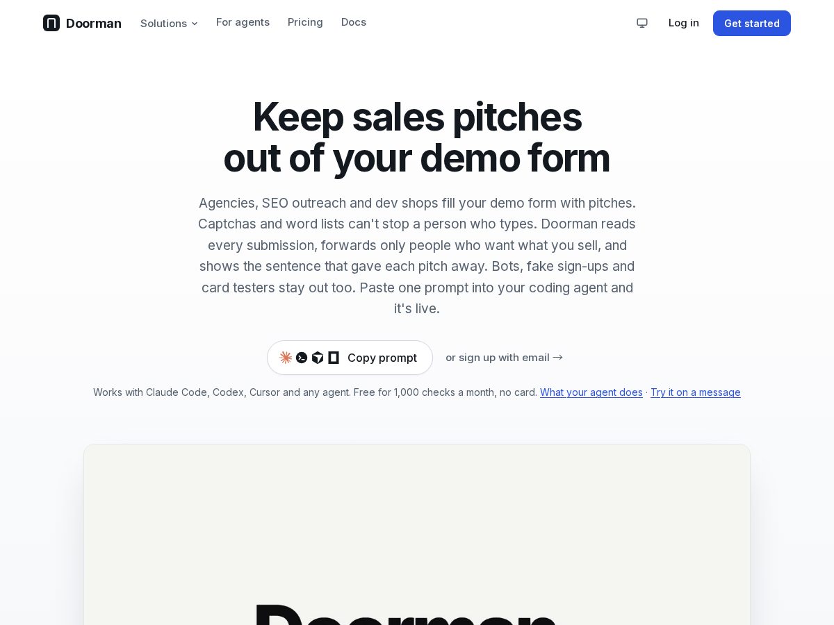 Landing-page snapshot of withdoorman.com