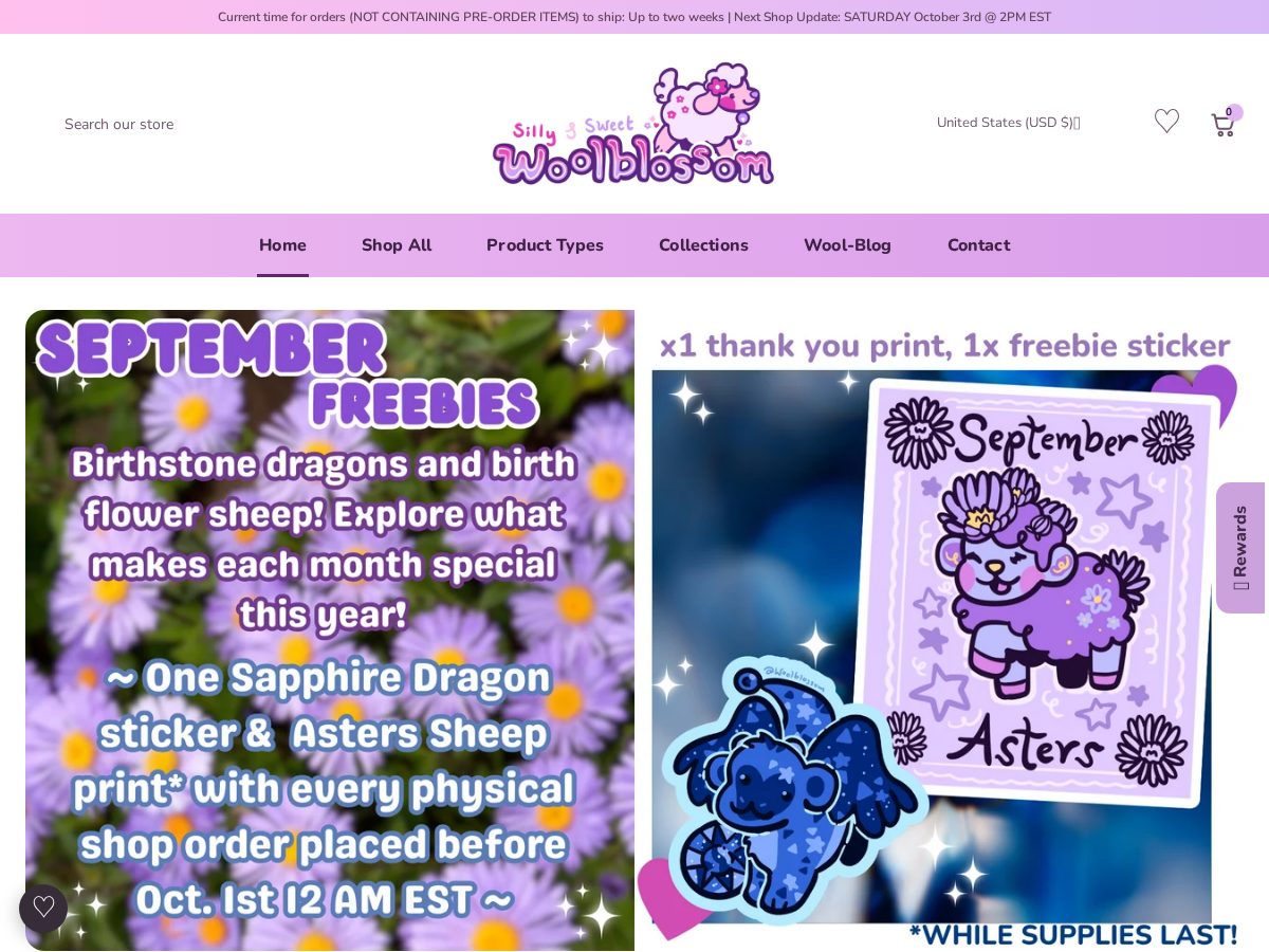 Landing-page snapshot of woolblossom.online