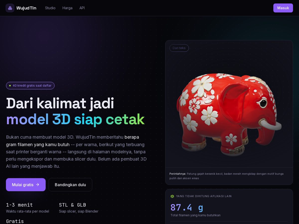 Landing-page snapshot of wujudtin.com
