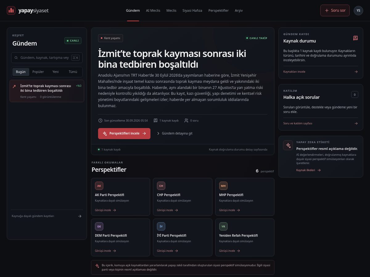 Landing-page snapshot of yapaysiyaset.com