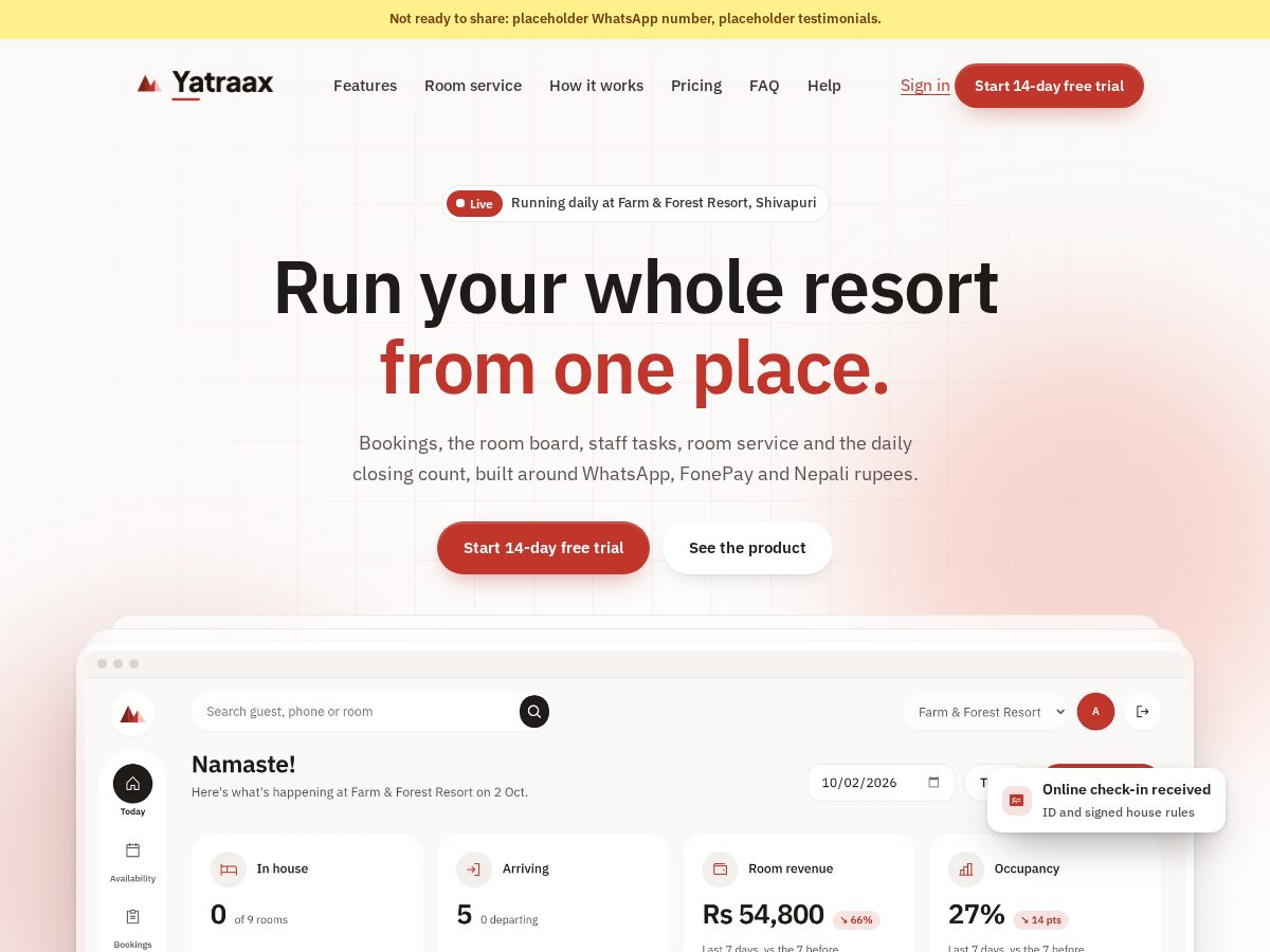 Landing-page snapshot of yatraax.com