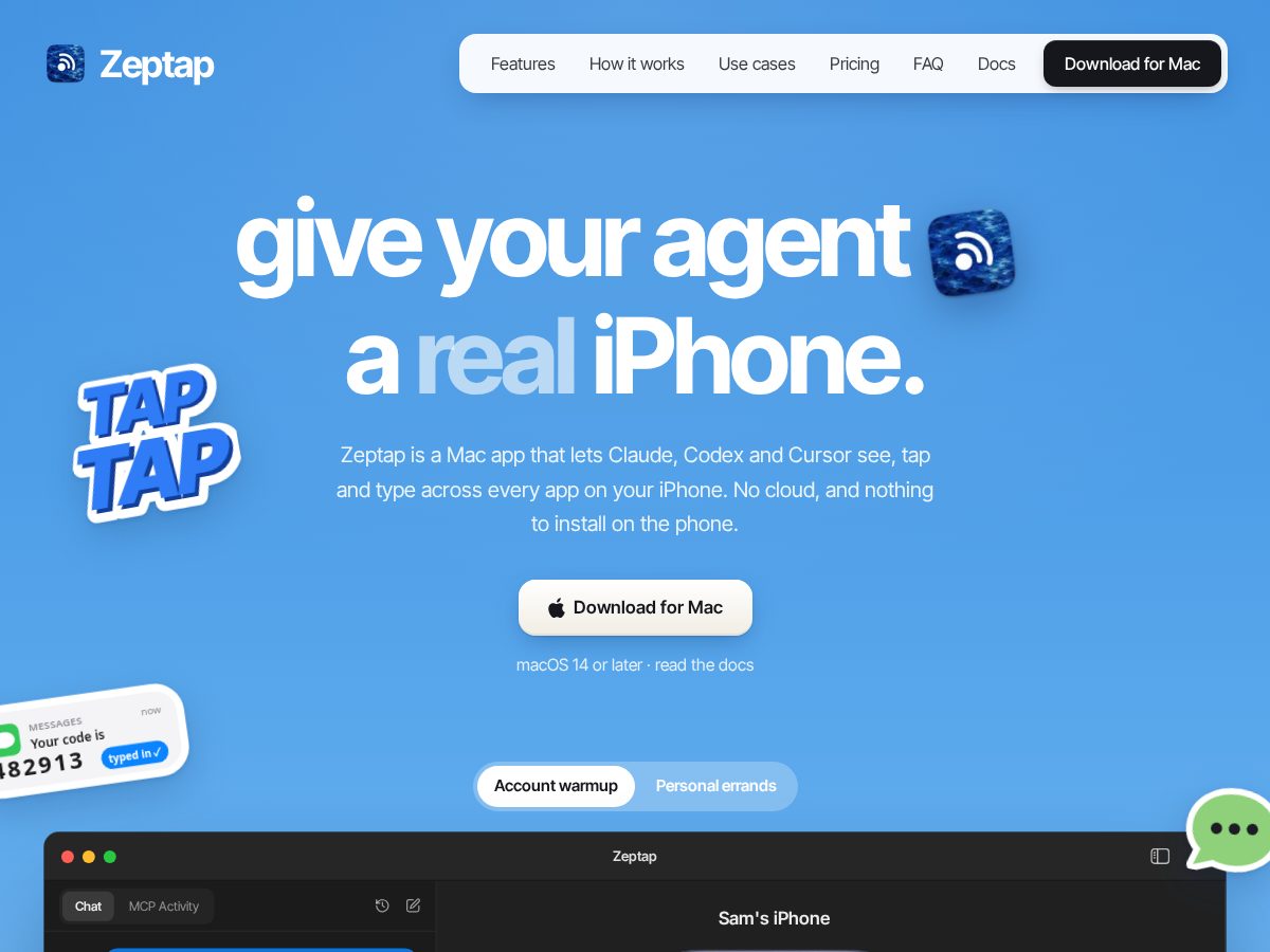 Landing-page snapshot of zeptap.com