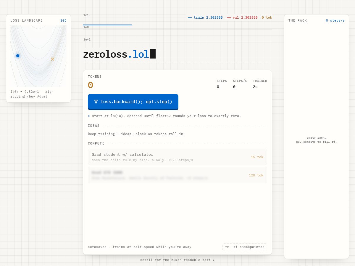 Landing-page snapshot of zeroloss.lol