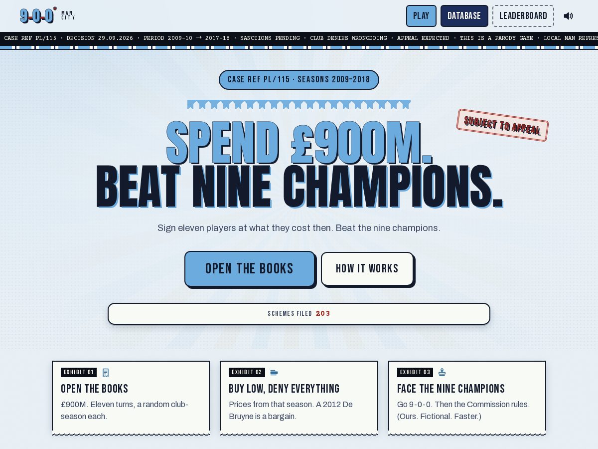 Landing-page snapshot of 9-0-0-mancity.com