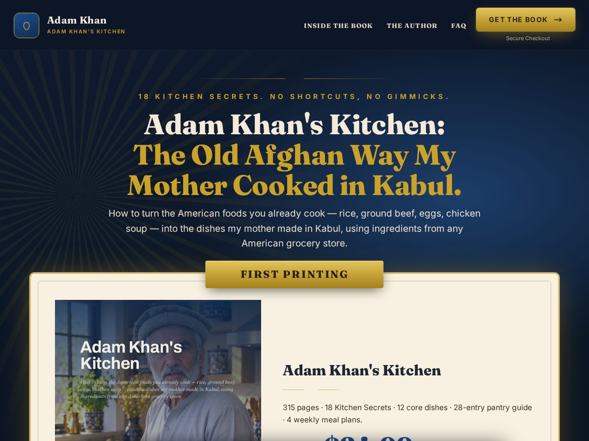 Landing-page snapshot of adamkhankitchen.com