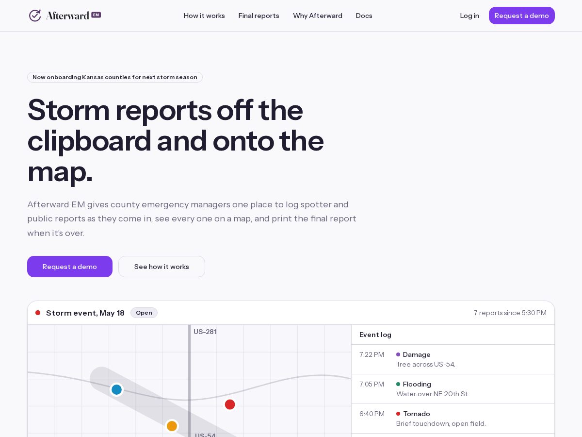 Landing-page snapshot of afterwardem.com