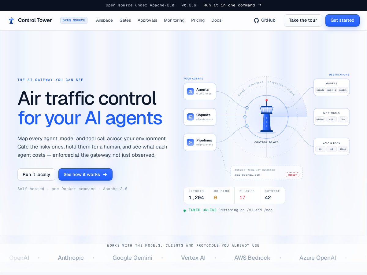 Landing-page snapshot of agentcontroltower.app