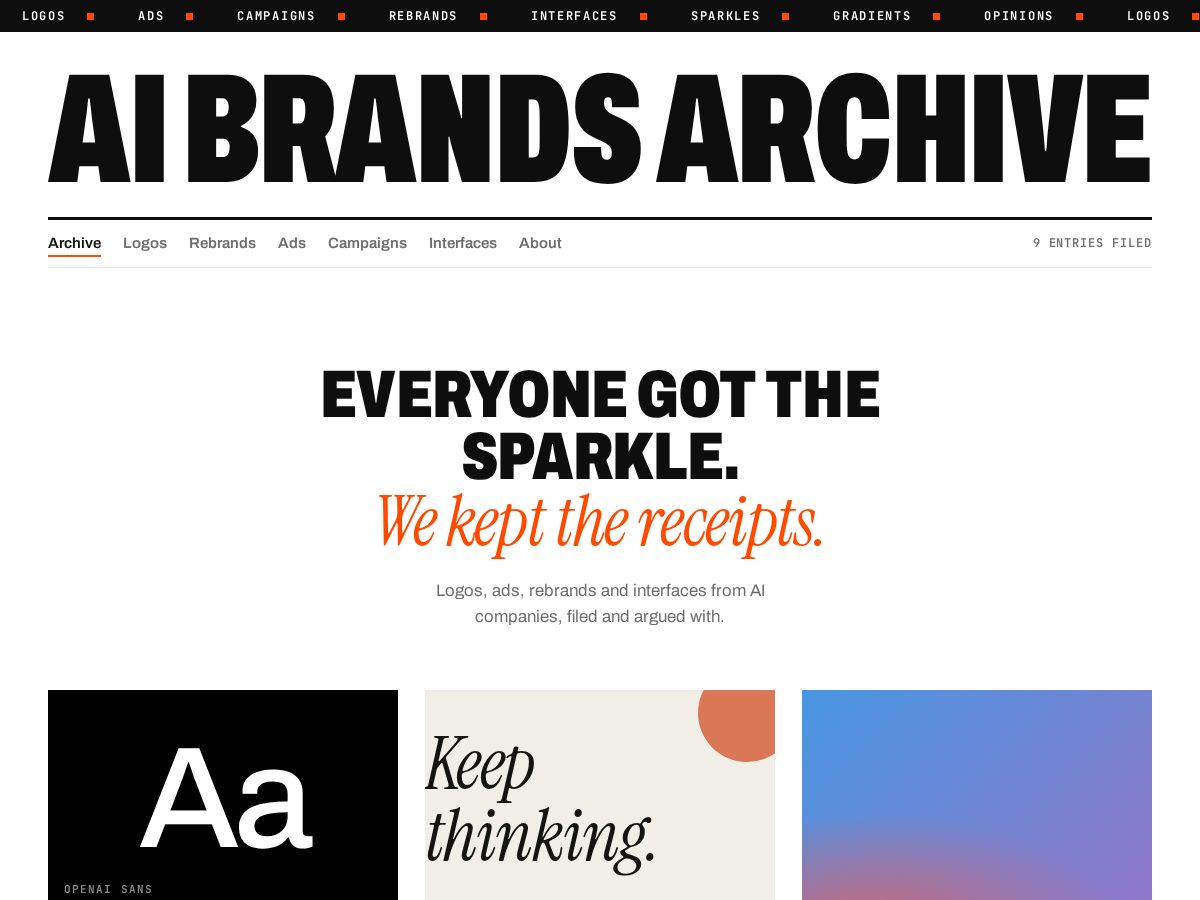 Landing-page snapshot of aibrandsarchive.com