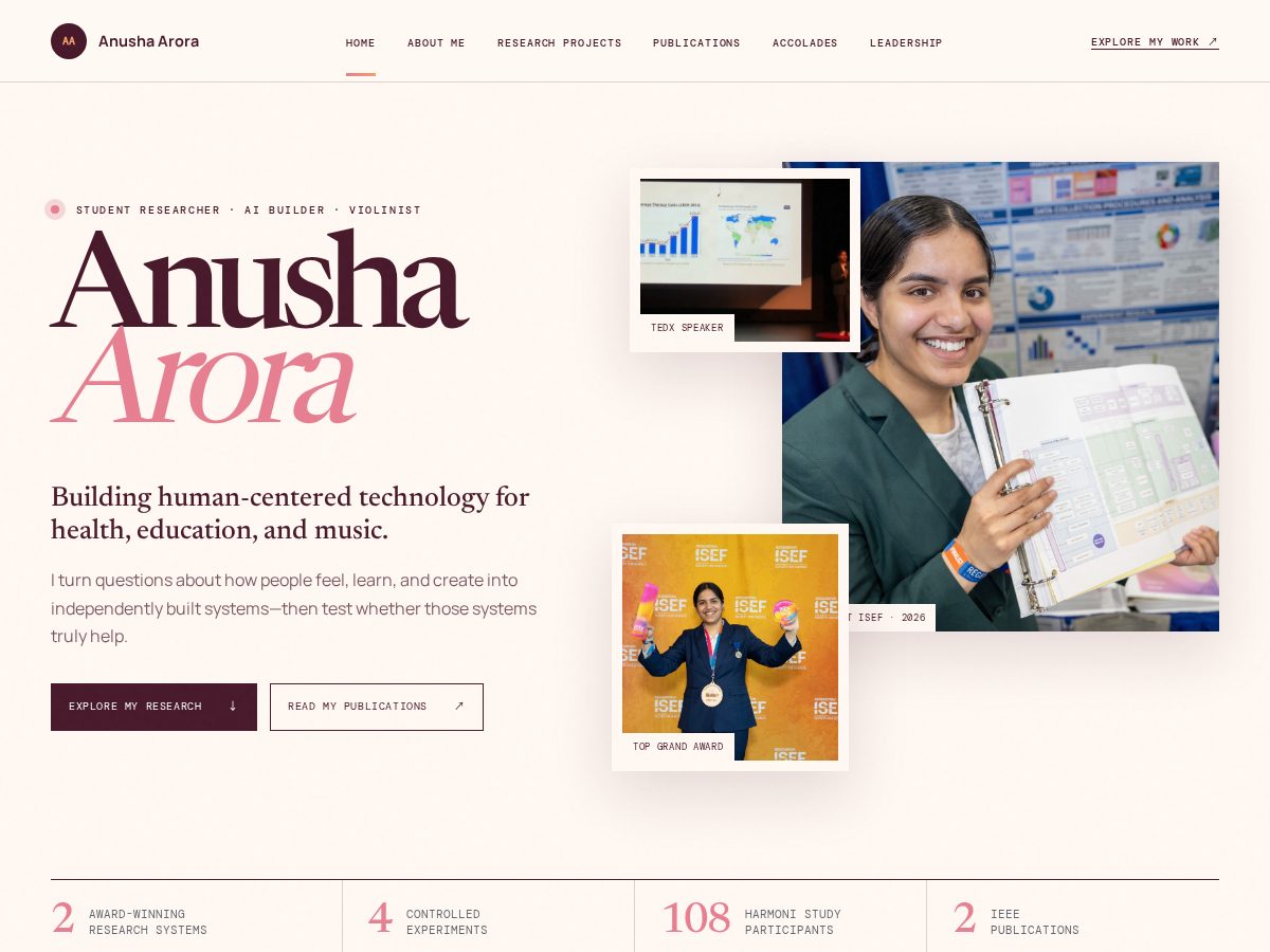 Landing-page snapshot of anusha-portfolio.com