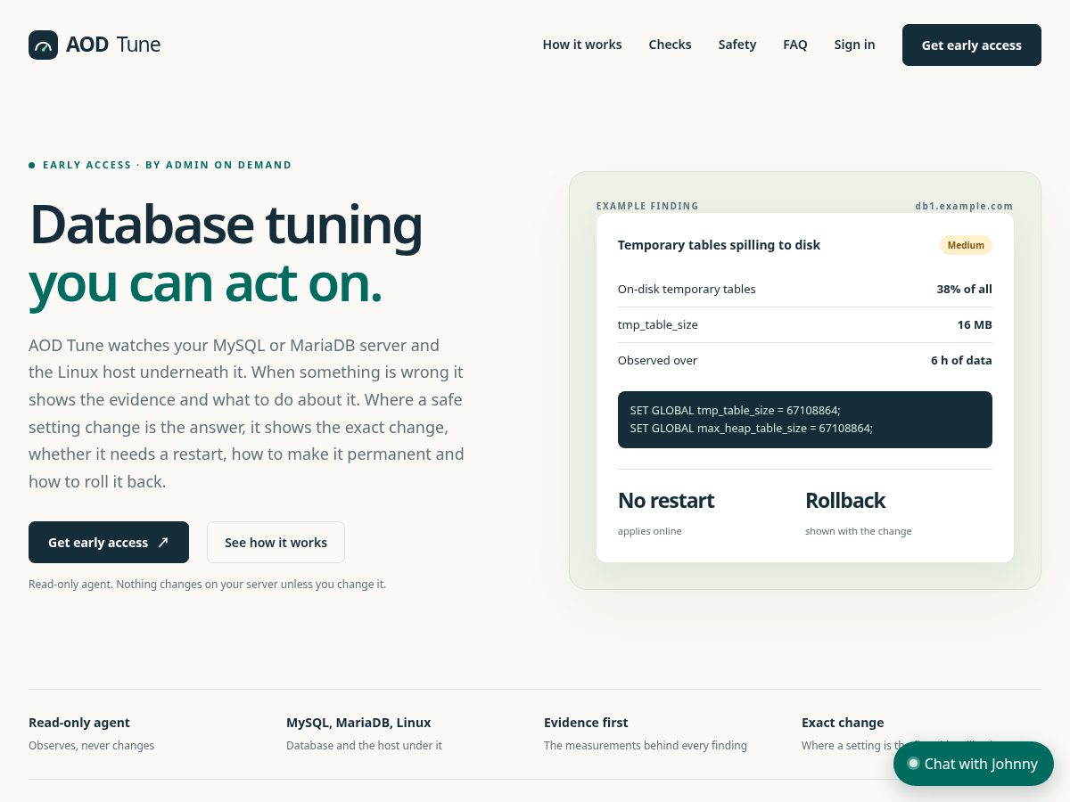 Landing-page snapshot of aodtune.com