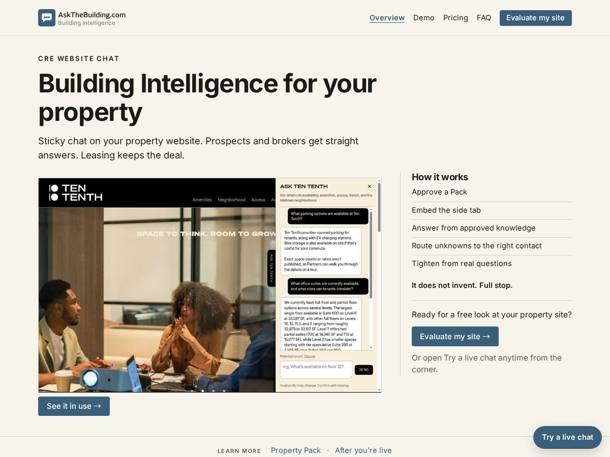 Landing-page snapshot of askthebuilding.com