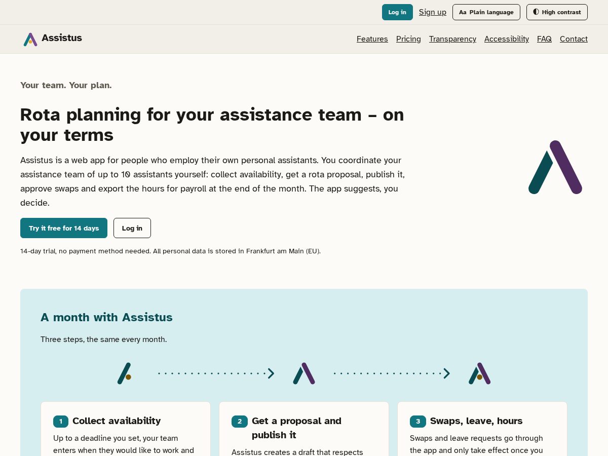 Landing-page snapshot of assistus.app